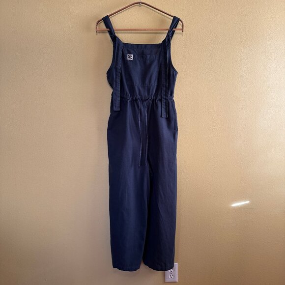 Lucy & Yak Emmy Dungaree: Organic Cotton & Linen (Navy Blue) - Picture 2 of 10